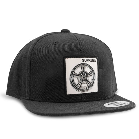 Supreme Wheel Snapback-Black/White Patch